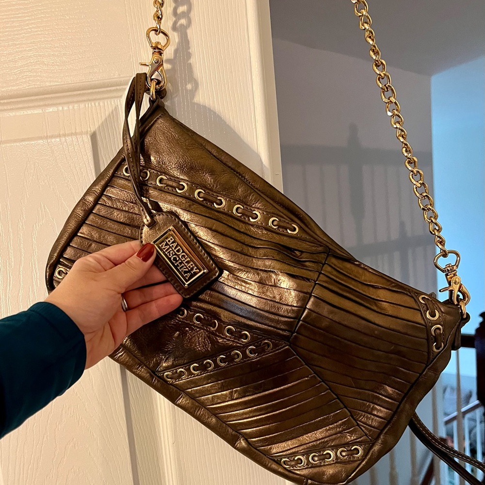 Badgley Mischka leather clutch